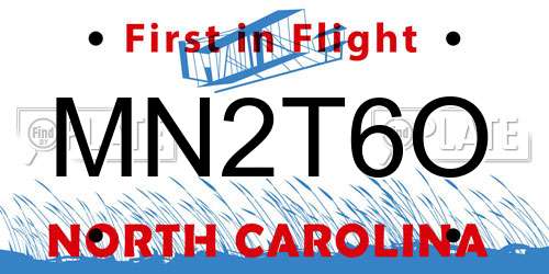MN2T6O North Carolina License Plate
