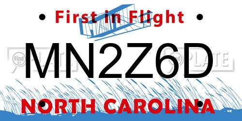 MN2Z6D North Carolina License Plate