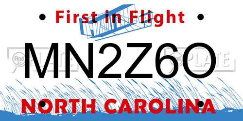 MN2Z6O North Carolina License Plate