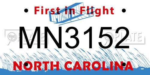 MN3152 North Carolina License Plate