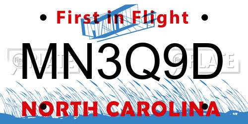MN3Q9D North Carolina License Plate
