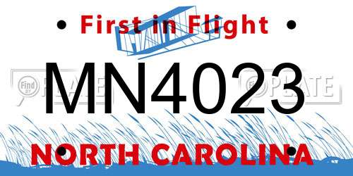 MN4023 North Carolina License Plate