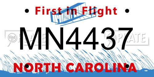 MN4437 North Carolina License Plate