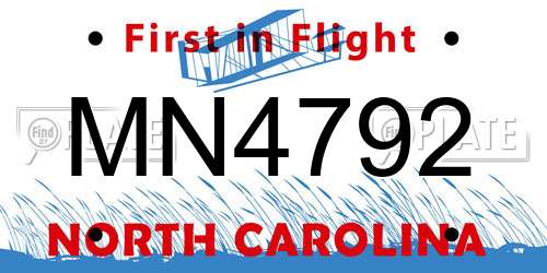 MN4792 North Carolina License Plate