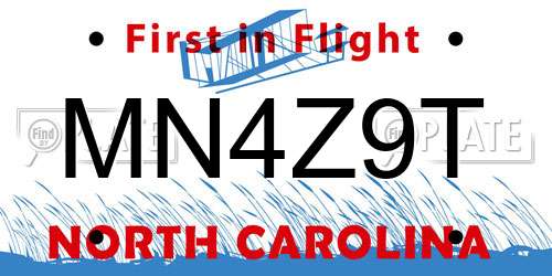 MN4Z9T North Carolina License Plate