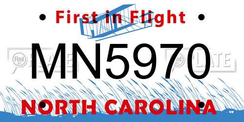 MN5970 North Carolina License Plate