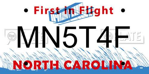 MN5T4F North Carolina License Plate