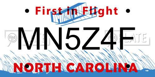 MN5Z4F North Carolina License Plate