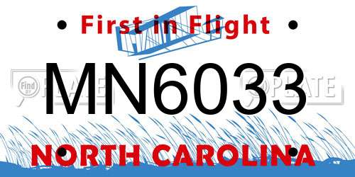 MN6033 North Carolina License Plate