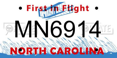 MN6914 North Carolina License Plate