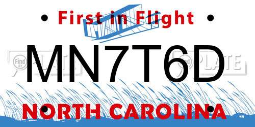MN7T6D North Carolina License Plate