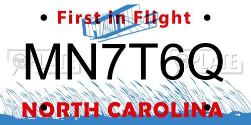 MN7T6Q North Carolina License Plate
