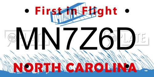 MN7Z6D North Carolina License Plate