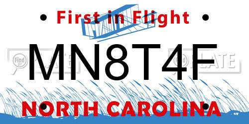 MN8T4F North Carolina License Plate