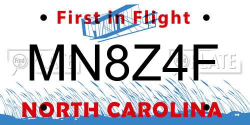 MN8Z4F North Carolina License Plate