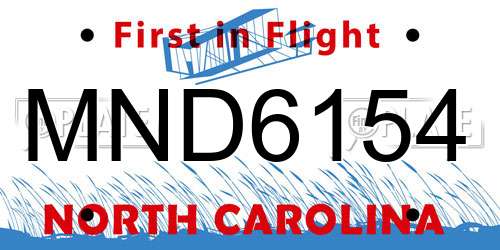 MND6154 North Carolina License Plate