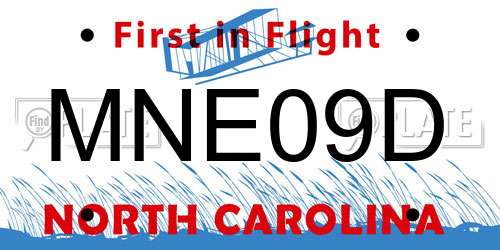 MNE09D North Carolina License Plate