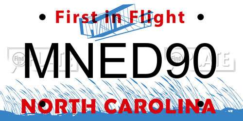 MNED90 North Carolina License Plate