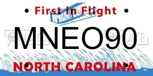 MNEO90 North Carolina License Plate