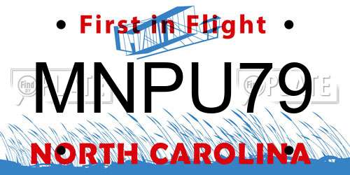 MNPU79 North Carolina License Plate