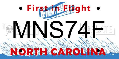 MNS74F North Carolina License Plate