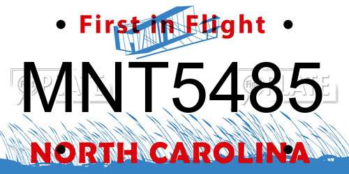 MNT5485 North Carolina License Plate