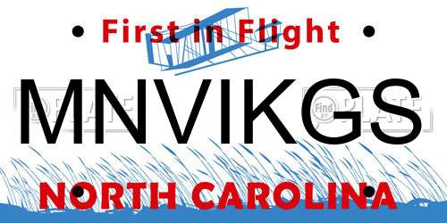 MNVIKGS North Carolina License Plate