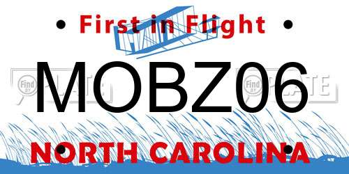 MOBZ06 North Carolina License Plate