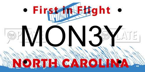MON3Y North Carolina License Plate