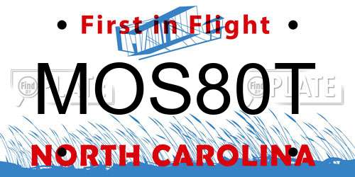MOS80T North Carolina License Plate