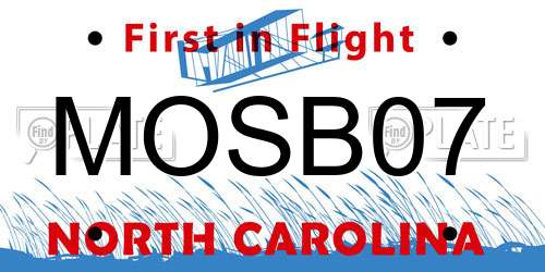 MOSB07 North Carolina License Plate