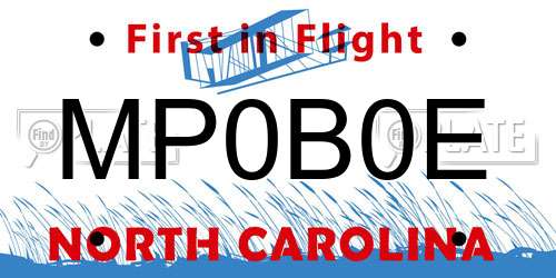 MP0B0E North Carolina License Plate
