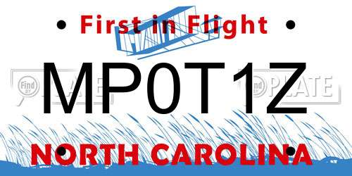 MP0T1Z North Carolina License Plate