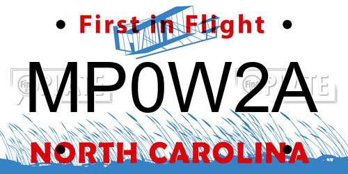 MP0W2A North Carolina License Plate