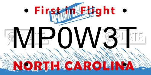 MP0W3T North Carolina License Plate
