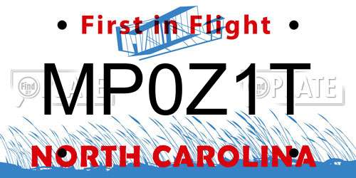 MP0Z1T North Carolina License Plate