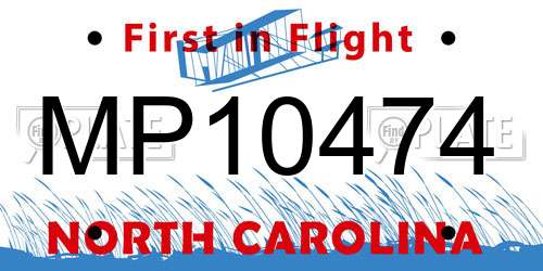 MP10474 North Carolina License Plate
