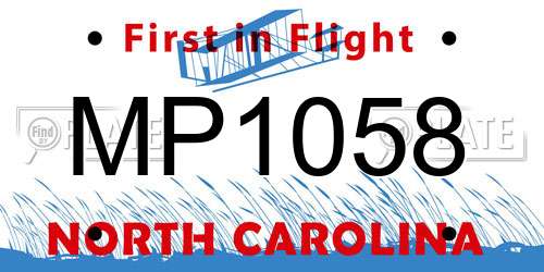 MP1058 North Carolina License Plate
