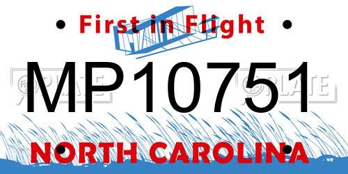 MP10751 North Carolina License Plate