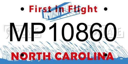 MP10860 North Carolina License Plate