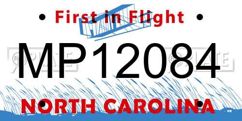 MP12084 North Carolina License Plate