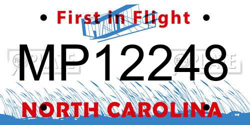 MP12248 North Carolina License Plate