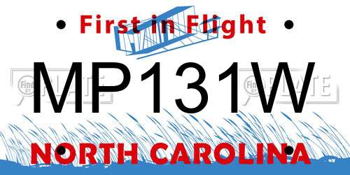MP131W North Carolina License Plate
