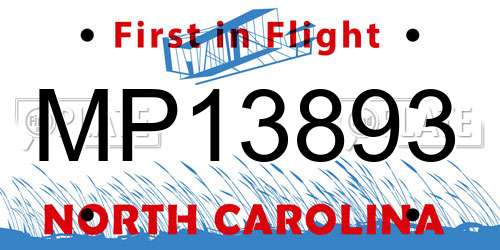MP13893 North Carolina License Plate