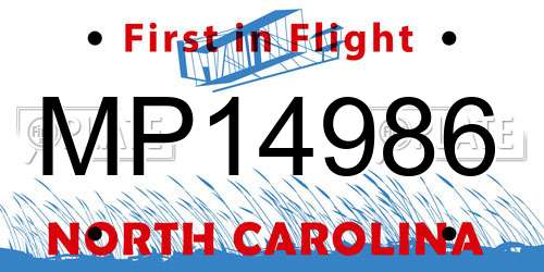MP14986 North Carolina License Plate