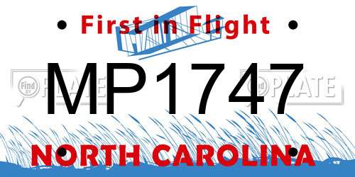 MP1747 North Carolina License Plate