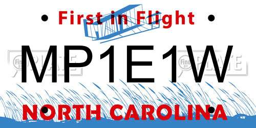 MP1E1W North Carolina License Plate