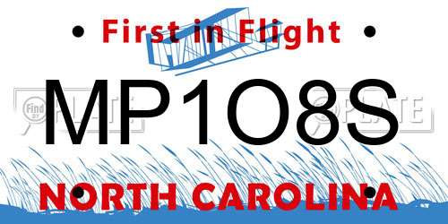 MP1O8S North Carolina License Plate