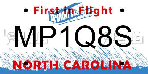 MP1Q8S North Carolina License Plate