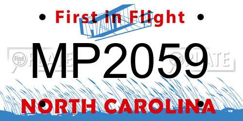 MP2059 North Carolina License Plate